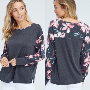 Charcoal with pink floral top